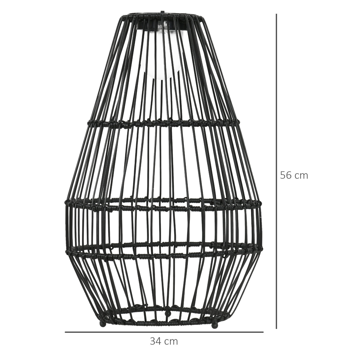 Außenleuchte, Gartenlampe, Solarbetrieb, 8h Leuchtdauer, Einschaltautomatik, Rattanoptik, 34 x 34 x 56 cm