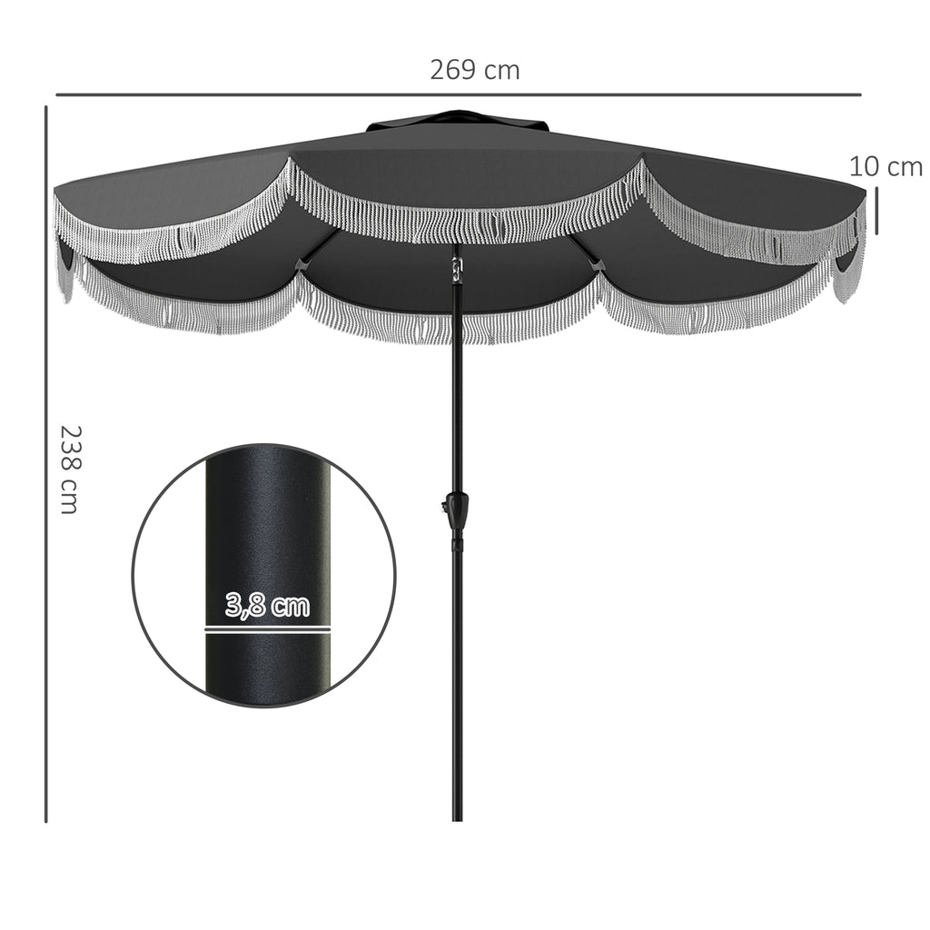 Sonnenschirm ?269 cm, UV Schutz Sonnenschirm achteckig Balkonschirm Sonnenschutz f¨¹r Garten, Dunkelgrau