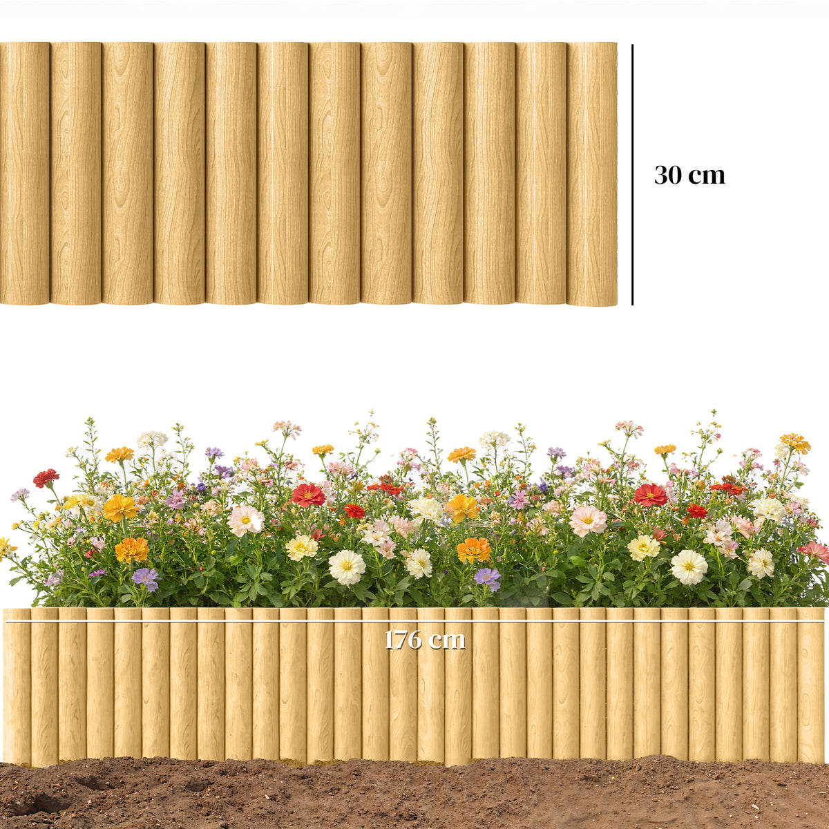 Gartenzaun Zaun aus Holz 176 cm x 30 cm Zaunelemente Hundezaun für Garten Blumenbeete Tierbarriere
