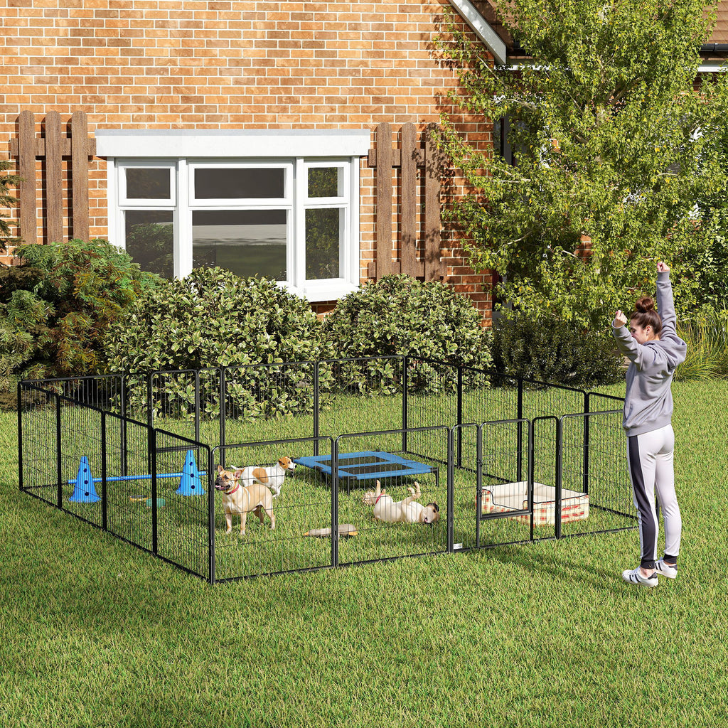 16 Panels Heavy Duty Puppy Playpen, for Small and Medium Dogs, Indoor and Outdoor Use - Grey