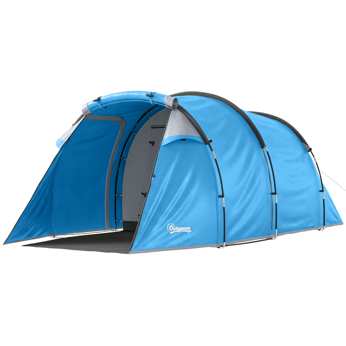 Campingzelt, Wurfzelt für 2 Personen, Vorraum & Schlafbereich, wasserdicht, 426 x 206 x 154 cm, Hellblau