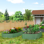 Set of Two 181 x 93cm Steel Planters - Green