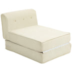 Bodensofa, faltbare G?stematratze, leicht, Cordbezug, 73x100x65 cm, Cremewei?