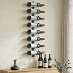 Wall Mounted Wine Rack, 8 Tier Metal Wine Display Rack, Storage Holder for Kitchen, Black