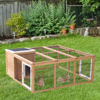 Rabbit Hutch Outdoor, Guinea Pig House, Bunny Run Cage with Openable Top for 1¨C2 Rabbits, 123 x 120 x 52cm, Yellow