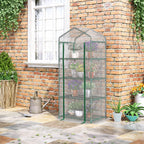 4 Tier Mini Portable Greenhouse Compact Plant Grow Shed Metal Frame PE Cover with Lockable Rolling Wheels, White