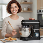 Küchenmaschine Knetmaschine mit 7L Edelstahlschüssel 1400W mit Kippkopf, Knethaken, Schneebesen, Rührbesen