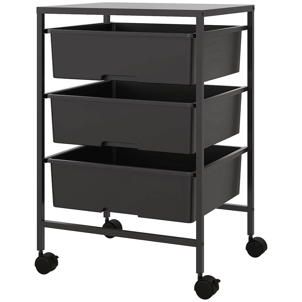 Beistellwagen mit R?dern, 3 K?rbe f¨¹r Transport und Aufbewahrung, K¨¹chenwagen, 40,8L x 33,5B x 60,5H cm, Schwarz