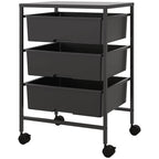 Beistellwagen mit R?dern, 3 K?rbe f¨¹r Transport und Aufbewahrung, K¨¹chenwagen, 40,8L x 33,5B x 60,5H cm, Schwarz