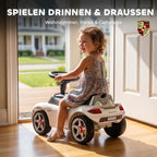 Ride on Car, Porsche Licensed Toddler Push Car with Horn, Headlights, Sound and Steering Wheel for 18-36 Months, White