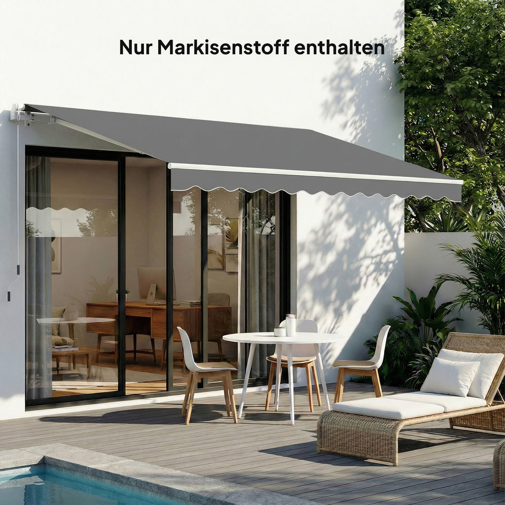 Ersatzstoff für Markise – Sonnenschutzdach UPF 50+ für 3,5 x 2,5 m Rahmen, Dunkelgrau