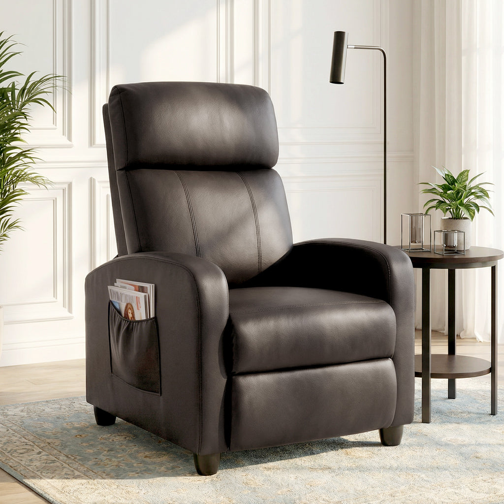 Relaxsessel Fernsehsessel mit Vibrationsmassage, Liegefunktion, 2 Massagepunkte, Fernbedienung, 68 x 88 x 98 cm Braun