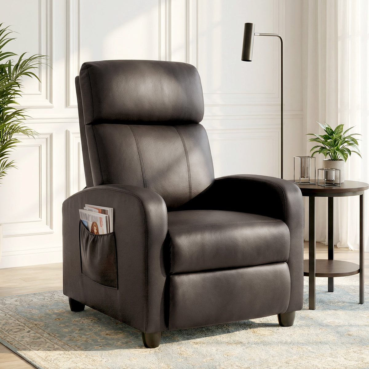 Relaxsessel Fernsehsessel mit Vibrationsmassage, Liegefunktion, 2 Massagepunkte, Fernbedienung, 68 x 88 x 98 cm Braun