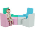 8 TLG. Schaumstoff Bausteine Kinder Softbausteine mit Tisch- und Stuhldesign klettern Bauklötze aus PU Mehrfarbig
