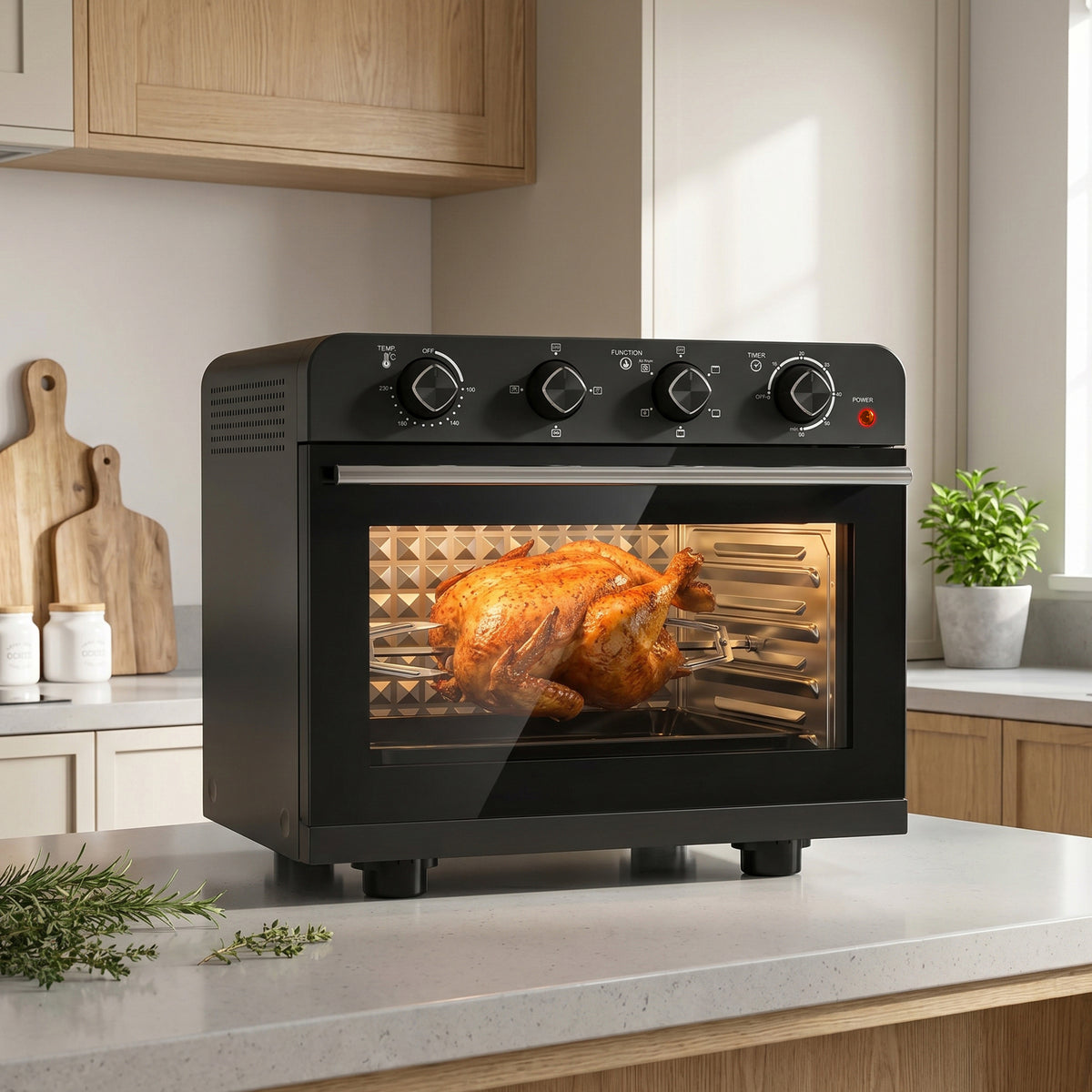 Heißluftfritteuse 36 Liter Mini Backofen mit Umluft, Backblech, Rost