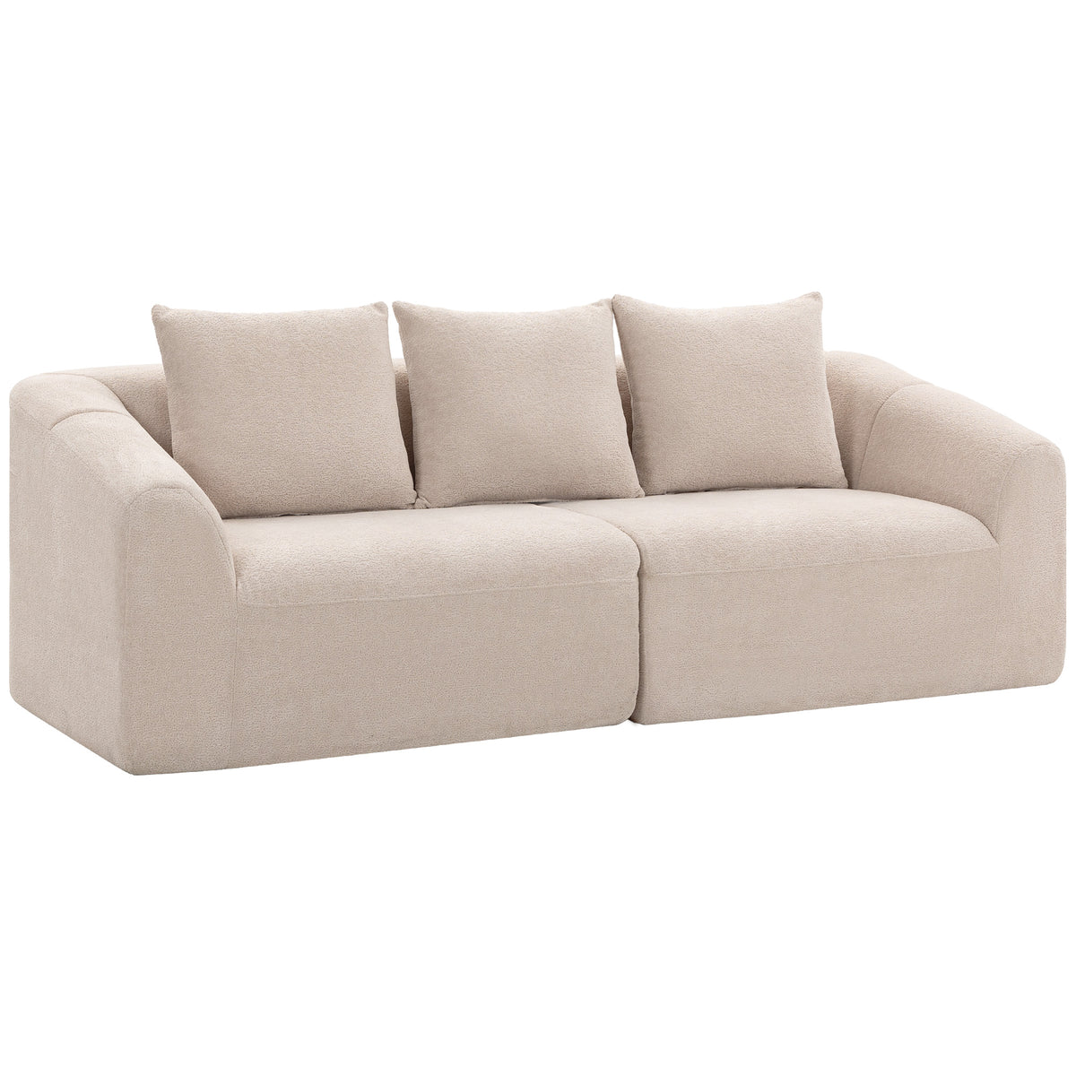 3-Sitzer Sofa, Chenille Cloud Couch ohne Rahmen, dicke Federkernpolsterung, extra breite Sitzfläche, 3 Kissen, Beige