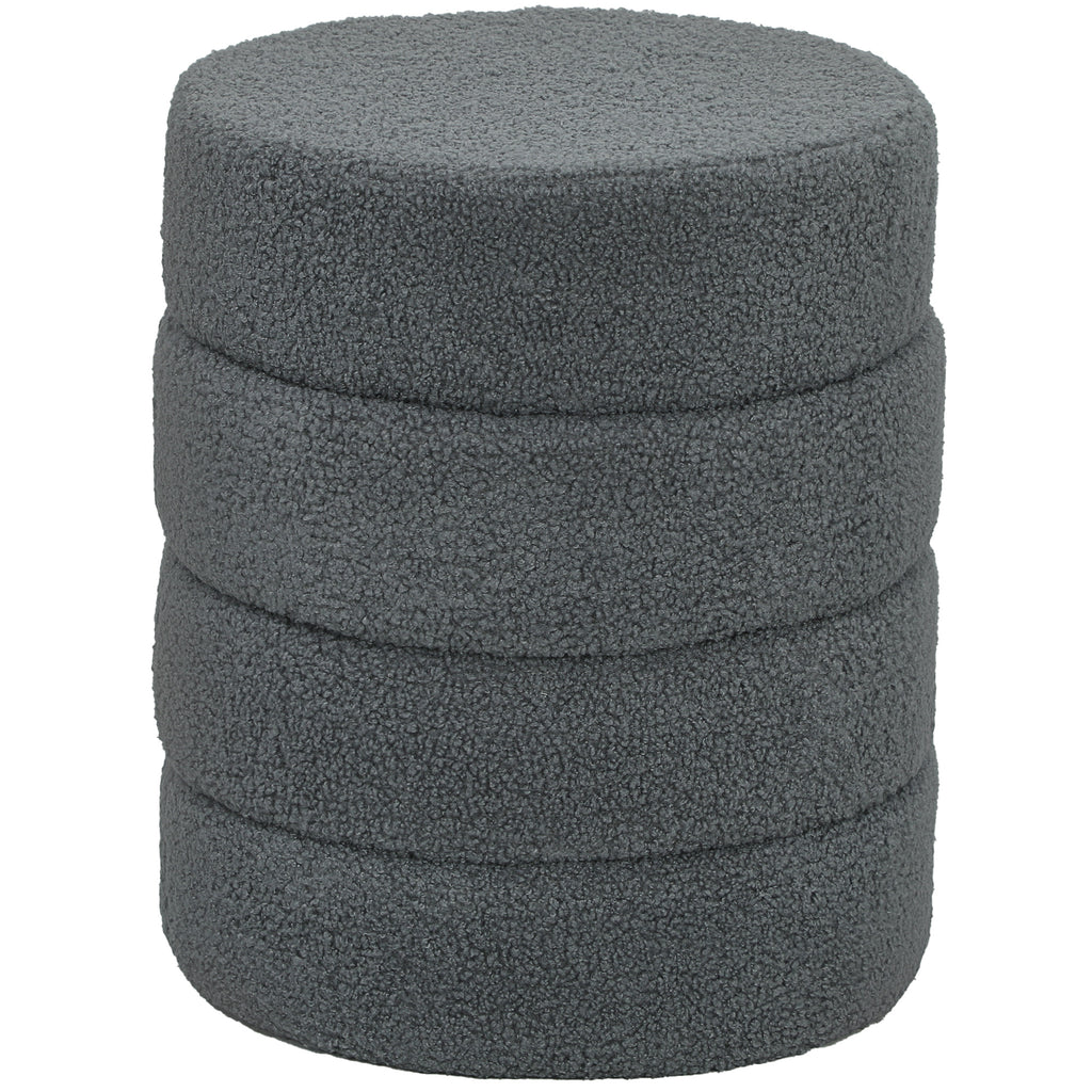 Hocker, rund, Teddyfleece, bis 120kg, ¦µ40x45H cm, Dunkelgrau
