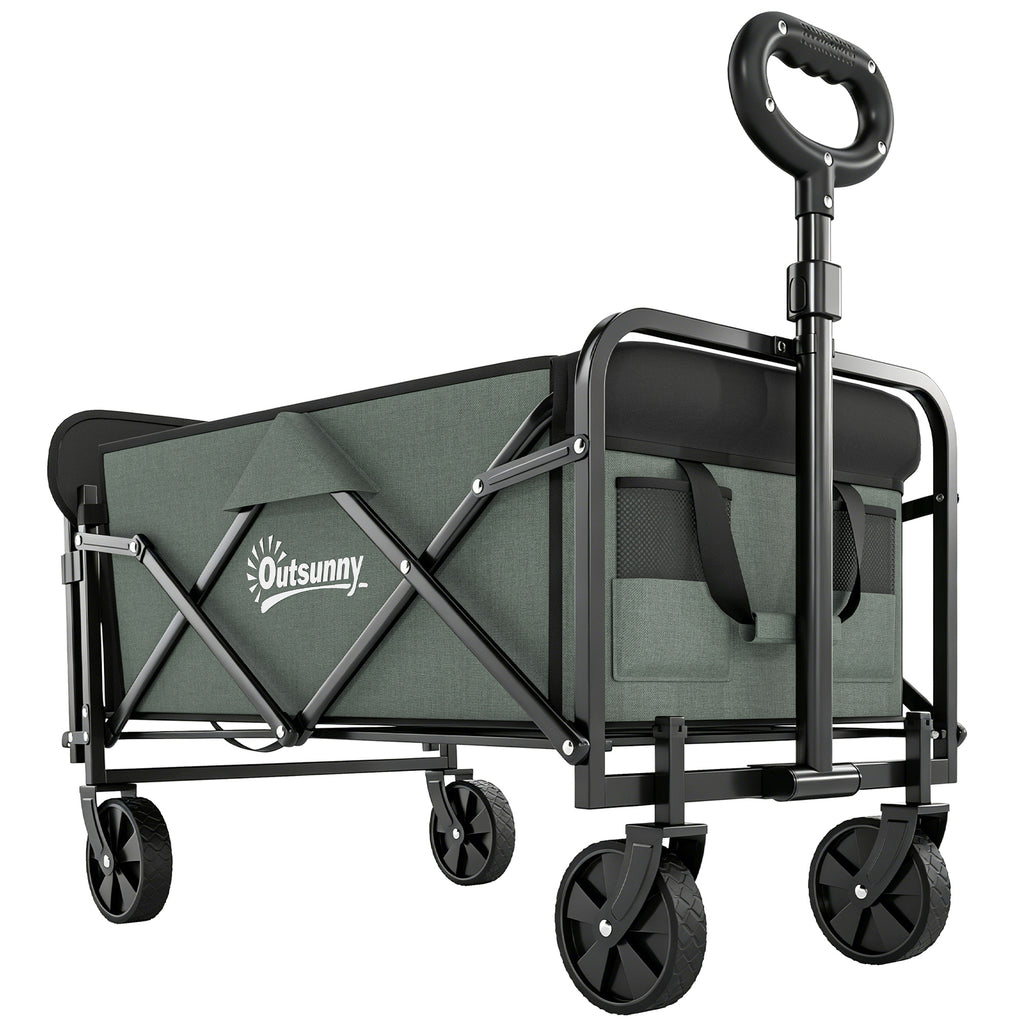 Gartenwagen 90 kg belastbar, klappbar Transportwagen mit herausnehmbare Plane, Griff, R?dern 72 Liter Gr¨¹n