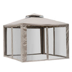  Outdoor Gazebo, 2-tier Roof with Netting, 295L x 295W x 263Hcm-Taupe