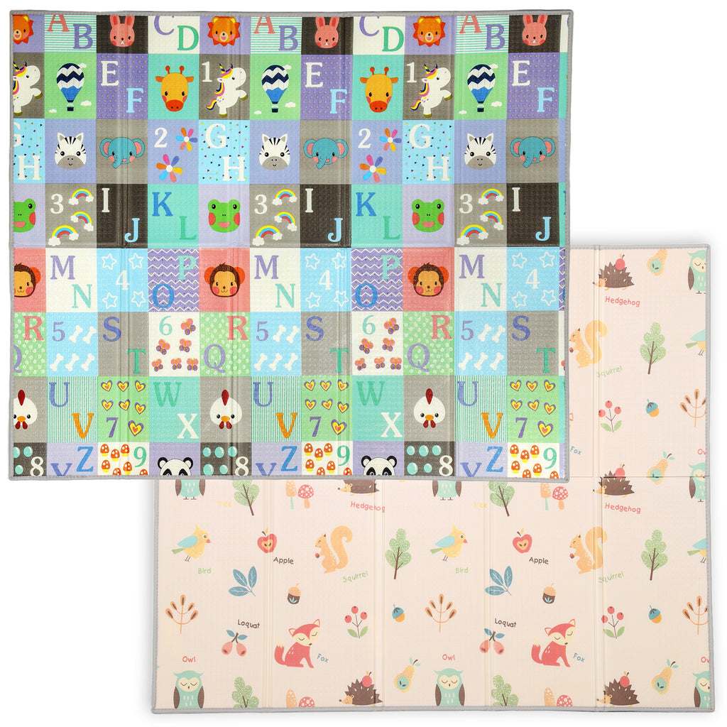 Foldable Baby Play Mat Double-Sided, Reversible Foam Soft Crawling Mat for Toddlers, for Bedroom, Nursery and Playroom