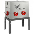 Futterautomat Hühner 18 kg Füllmenge mit abschließbarer Deckel verstellbarer Beine 6 Öffnungen 42x25x55,5 cm Silber