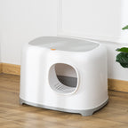  Katzenklo mit Deckel Katzentoilette mit Haube Schaufel Gitterboden XXL Katzentoilette für Katzen bis 5 kg 55 x 40 x 39 cm Weiß