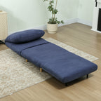 2-in-1 Schlafsessel G?stebett, verstellbare  Kopfst¨¹tze Cord-Optik 82 cm x 87 cm x 89 cm Blau