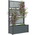 Garden Planter Box with Trellis, Liner for Climbing Plants, Vegetables, Flowers, 90 x 35 x 148 cm, Charcoal Grey