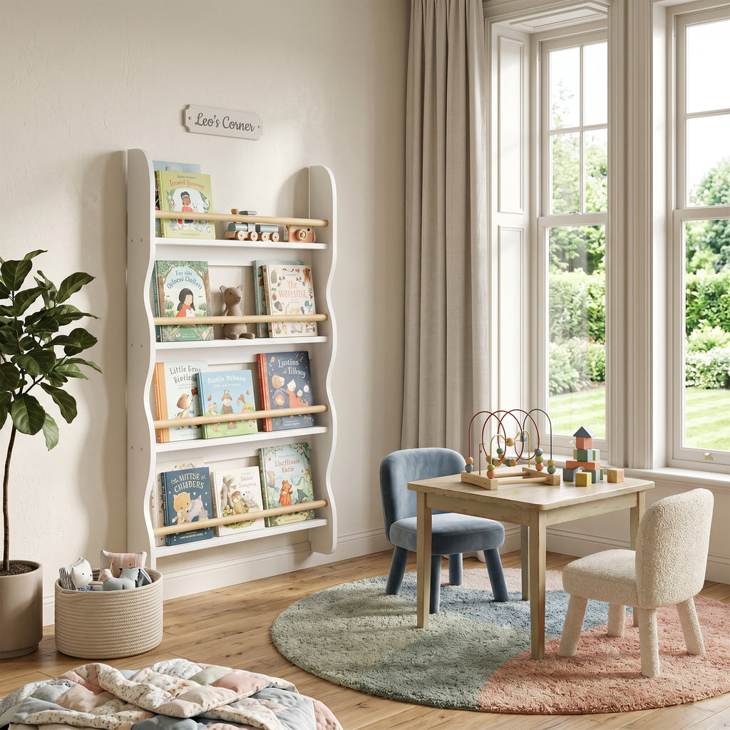 Bücherregal Kinder Wandregal mit Kippschutz 60 x 10 x 98 cm Weiß