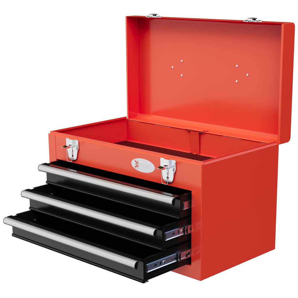 Werkzeugkiste mit 3 Schubladen, 1 Fach, stabile Stahlverschl¨¹sse, 45 x 24 x 27 cm, Rot