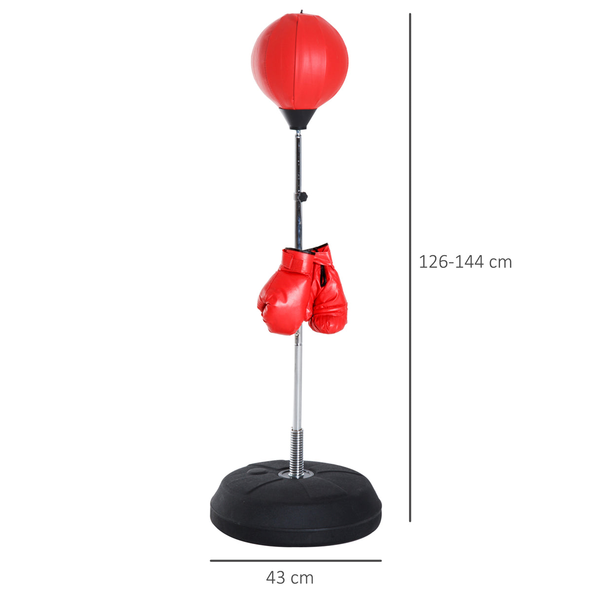 Box-Set mit Punchingball, höhenverstellbar, inkl. Boxhandschuhe, 126-144cm, Rot