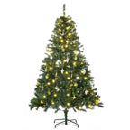 Künstlicher Weihnachtsbaum 180 cm künstlich Tannenbaum mit LED Beleuchtung, Kugeln, Christbaum mit 745 Spitzen, Weihnachtsdeko inkl. Metallständer für Drinnen