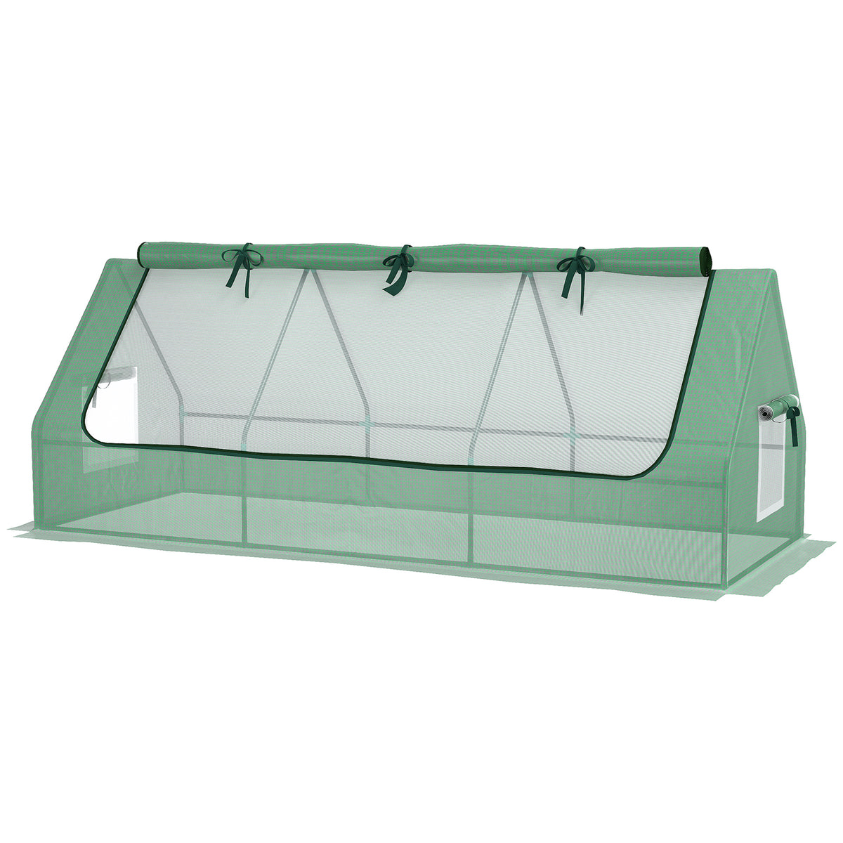 Portable Small Polytunnel, Mini Greenhouse with Mesh Windows for Indoor and Outdoor, 240x90x90cm, Green