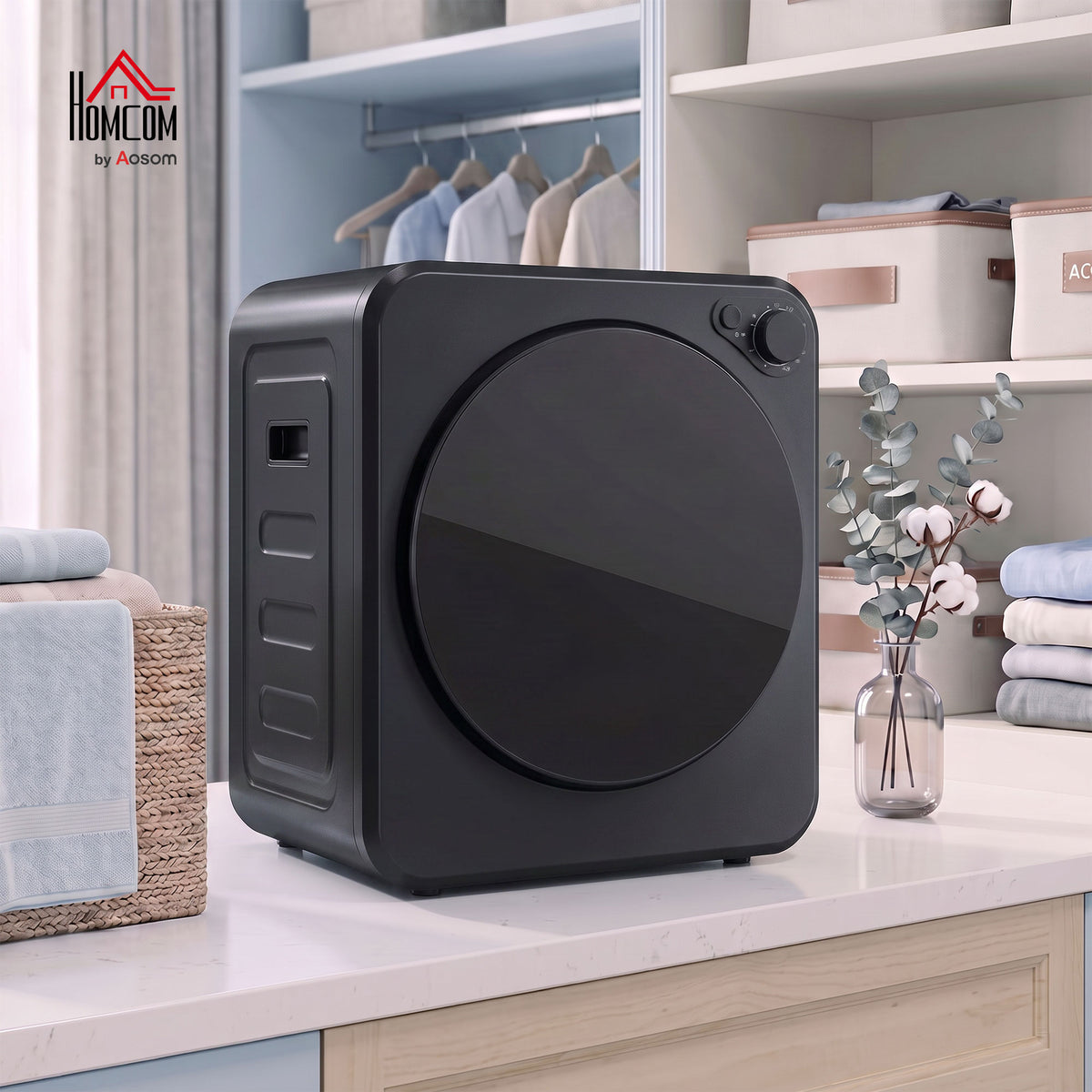 Mini Wäschetrockner 4 kg 5 Programme 800W/400W Freistehend Schwarz