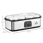 Joghurtbereiter Griechische Joghurtmaschine mit Deckel, 8 BPA-freier Glas-Innenbehälter à 180 ml, Joghurt Maker mit LCD Display Timer, für bis zu 1,4 Liter Joghurt 25 W Silber