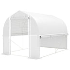 3 x 2 x 2 m Polytunnel-Gewächshaus mit aufrollbaren Seitenwänden, UV-beständiger Kunststoff-Plane und Stahlrahmen, Weiß