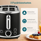Wasserkocher Toaster Set mit 2 Scheiben Toaster, Schwarz