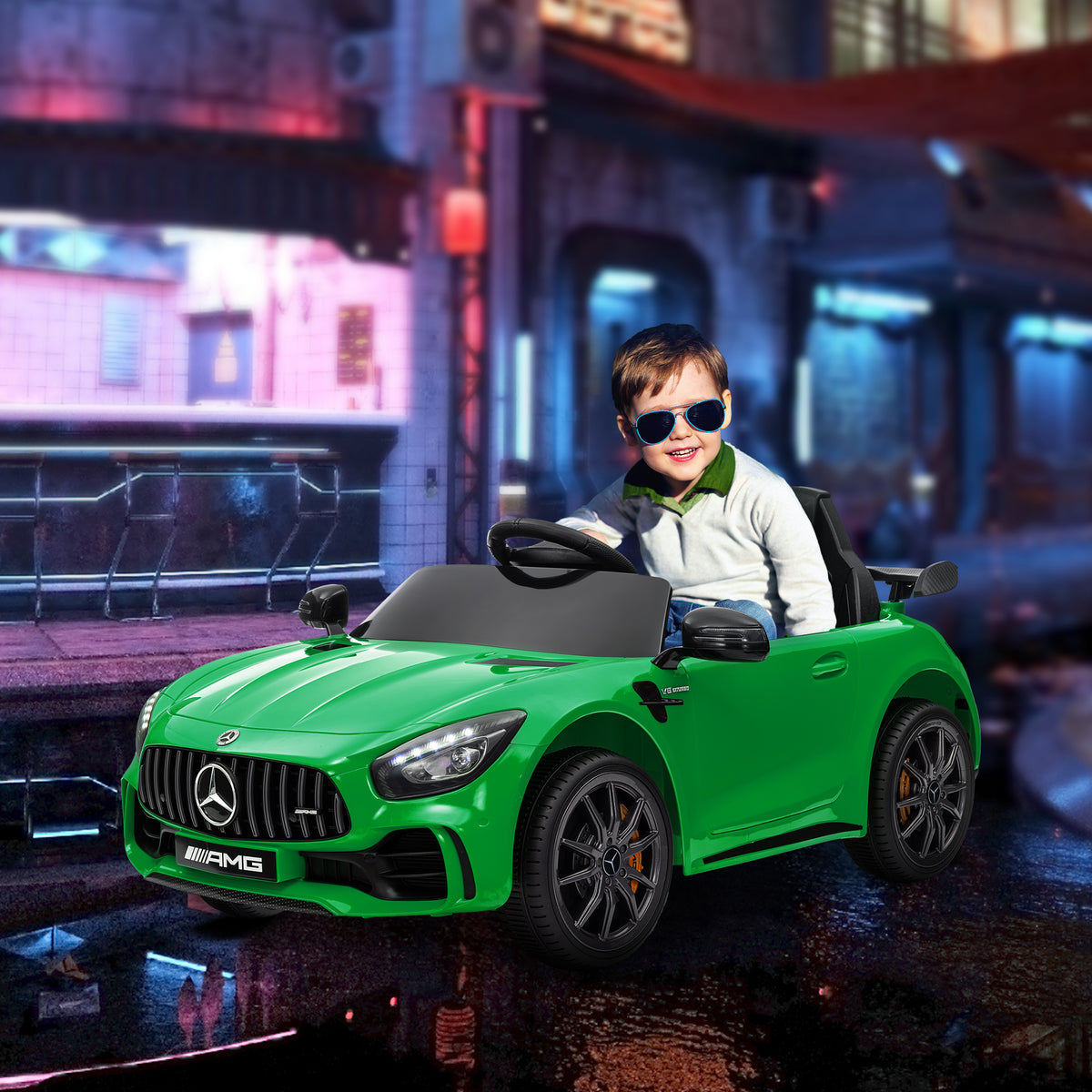 Elektro-Kinderauto, Mercedes, 3-5 km/h, Fernbedienung, Licht & Musik, Gr¨¹n