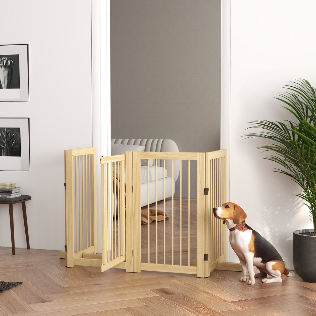 Hunde-Absperrgitter, freistehend, klappbar, Tür & Füße, Holzrahmen, 220x36x91cm