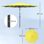 Sonnenschirm ?300 cm, Sonnenschirm mit Handkurbel, achteckig Balkonschirm Gelb