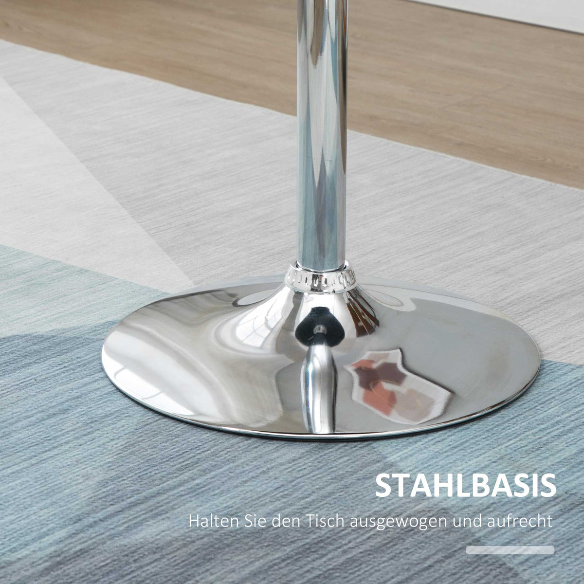 Bartisch modern rund Esstisch 360° Drehtisch höhenverstellbarer Bistrotisch Stehtisch Küchentisch Stahl Schwarz Ø61 x 70-90 cm