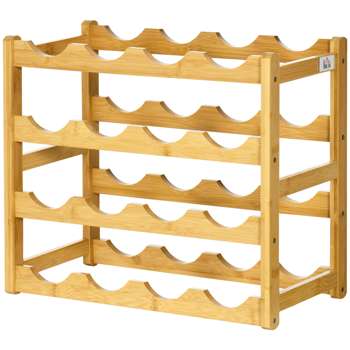 Weinregal aus Bambus f¨¹r 16 Weinflaschen, 4 Regale, 43 cm x 23,5 cm x 38?cm Natur