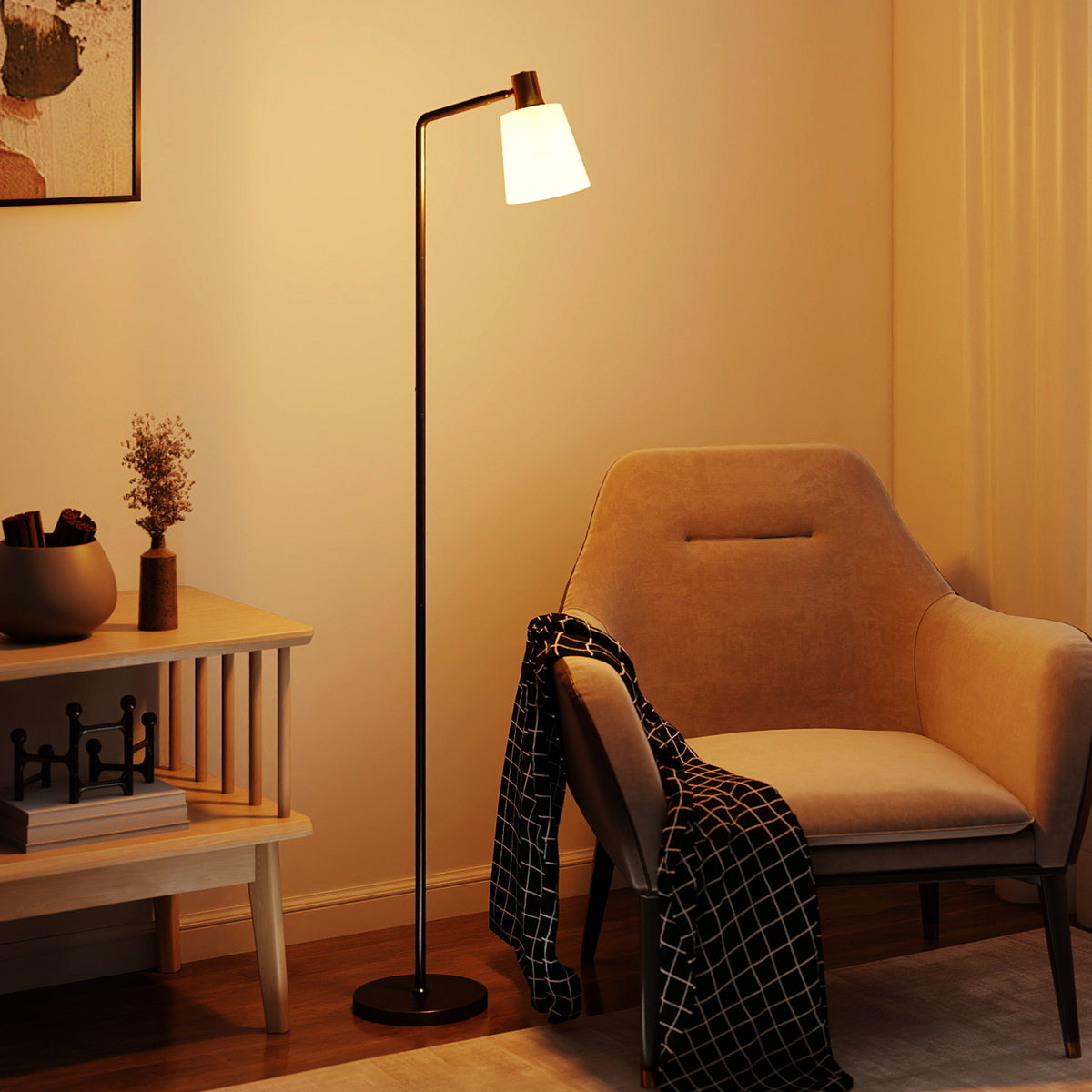 LED Stehlampe Wohnzimmer Stehleuchte mit 350° drehbar Kopf Standleuchte mit 3000K/4000K/6500K Farbtemperaturen Schwarz