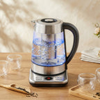 Elektrischer Wasserkocher, 1,7L Schnellkochender 2200W Wasserkocher mit UK Strix Thermostat, Teesieb, Warmhaltefunktion
