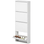 Schmaler Schuhschrank aus Metall f¨¹r bis zu 8 Paar Schuhe, 4 Kippschubladen, f¨¹r Flur, Eingangsbereich, Wei?