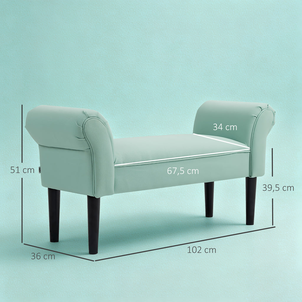 Gepolsterte Sitzbank f¨¹r Schlafzimmer und Flur, bis 130 kg belastbar, 102 x 36 x 51 cm, Gr¨¹n