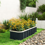Galvanised Raised Garden Bed, 4.5 x 2 x 1 ft Metal Planter with Gloves and Folded Edging, Dark Grey