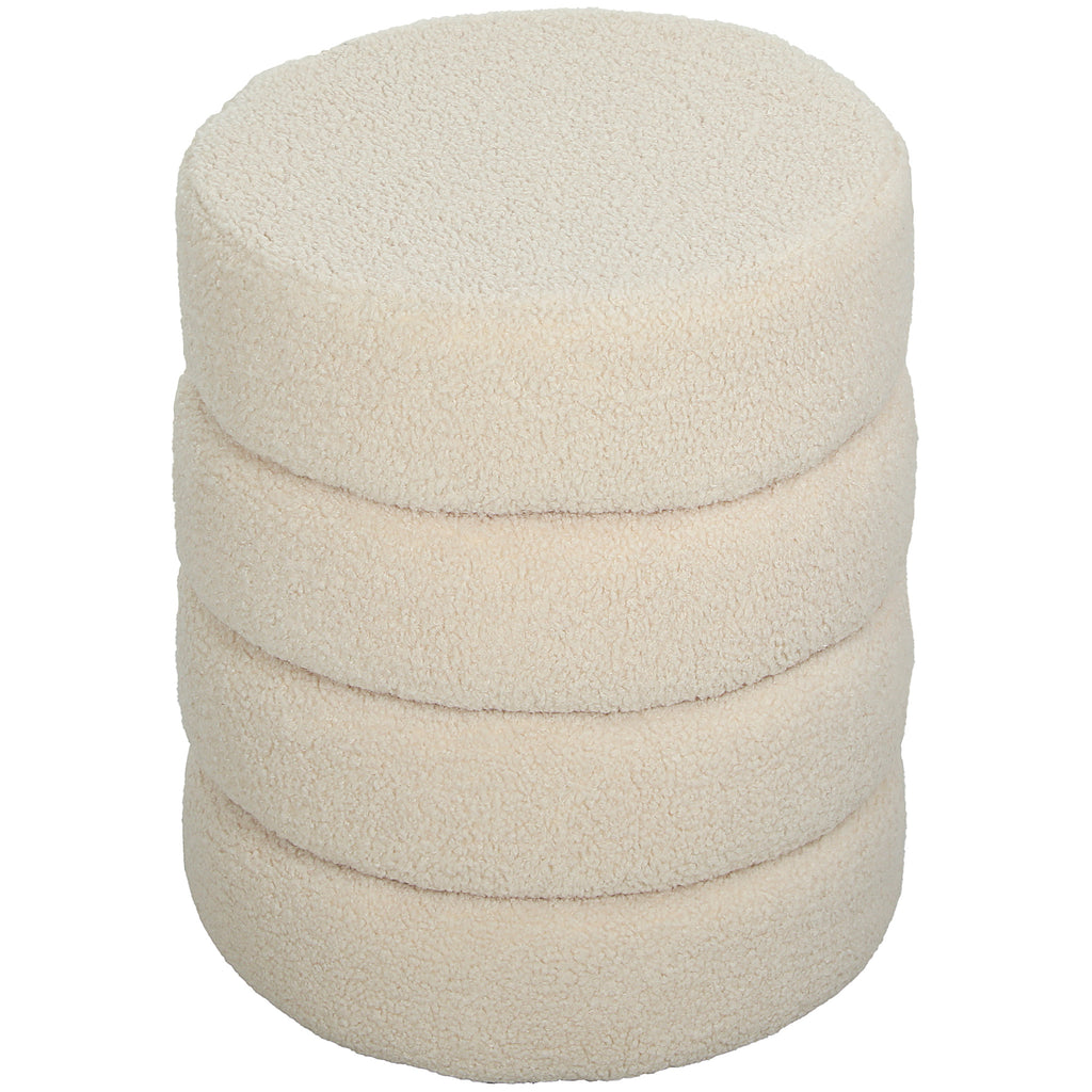Hocker, rund, Teddyfleece, bis 120kg, ¦µ40x45H cm, Beige