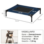 Hundebett Outdoor erhöht Katzenbett Stahlrahmen 600D Oxford-Gewebe Blau 76 x 61 x 18 cm