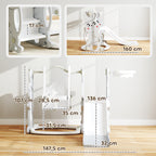 4-in-1 Spielset f¨¹r Kleinkinder, Rutsche, Schaukel, Kletterger¨¹st, Basketballkorb, Kunststoff, Hasendesign, Grau
